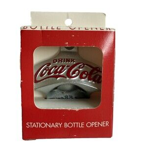 Vtg 1991 Coca-Cola Stationary Bottle Opener Metal Logo Soda Pop Opener Coke NEW